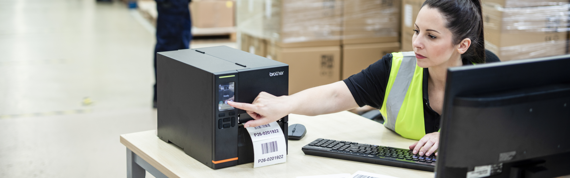 TJ printer being used in a warehoues
