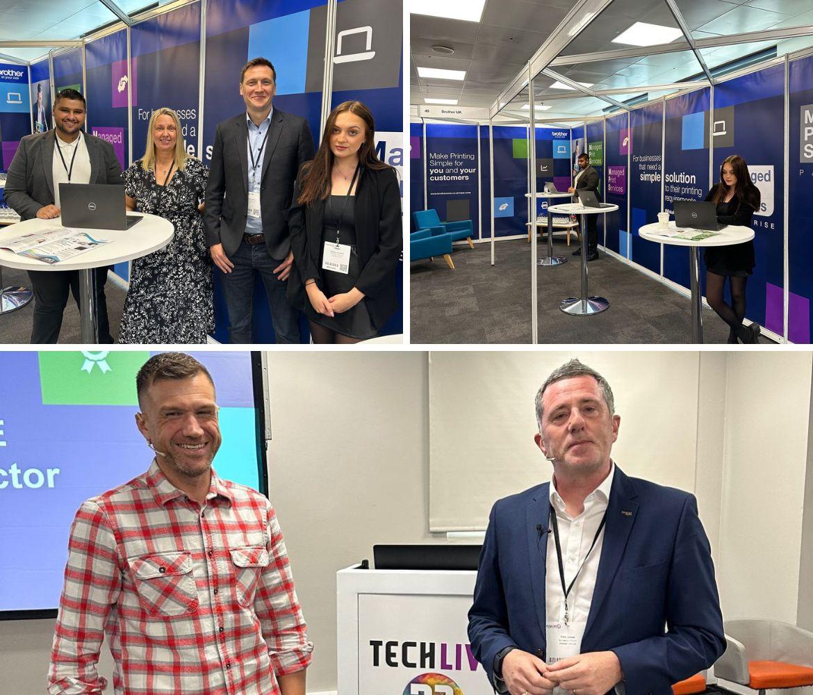 Collage containing images of the Tech Live event, including snapshots of our guest speakers and team.